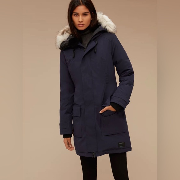 GOLDEN by TNA Bancroft Parka in colour Resin (Navy/Purple Colour) - Aritzia - Picture 1 of 9